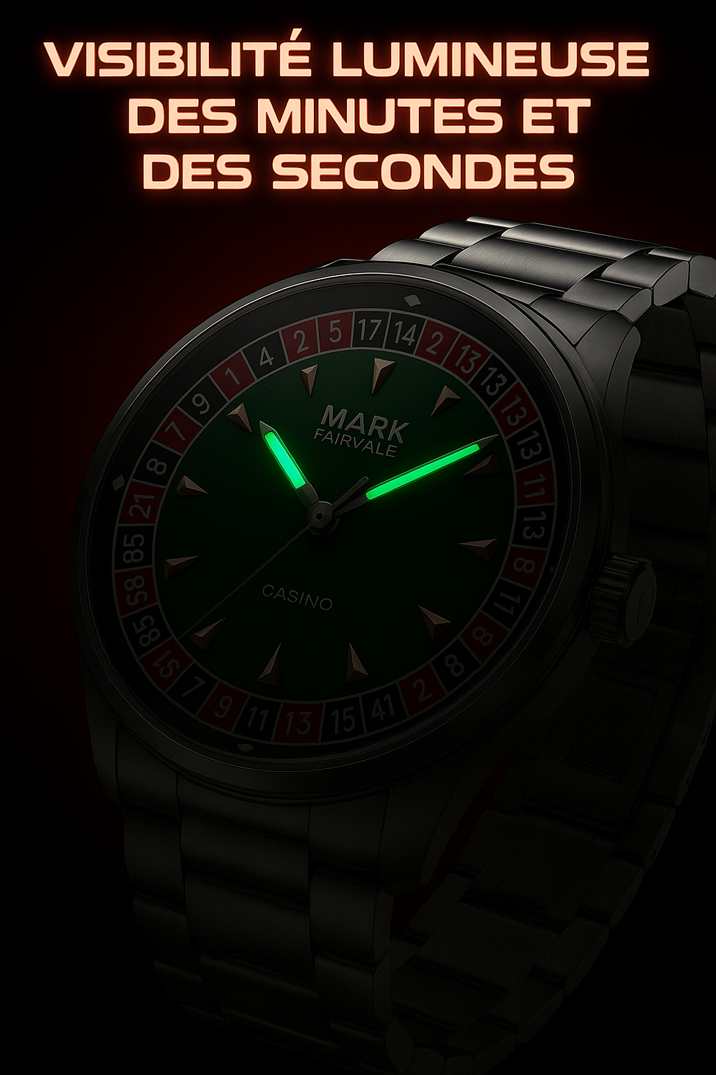 Montre Homme Mark Fairwhale – Roulette Rotative, Quartz & Aiguilles Lumineuses