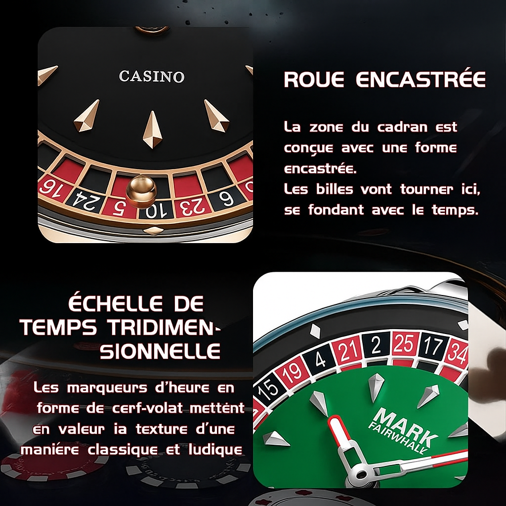 Montre Homme Mark Fairwhale – Roulette Rotative, Quartz & Aiguilles Lumineuses