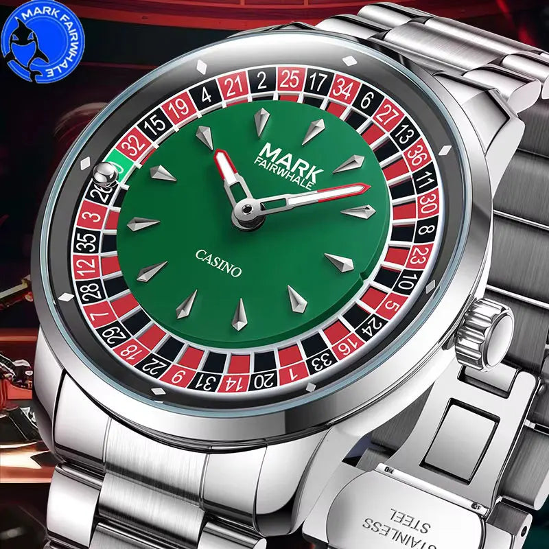Montre Homme Mark Fairwhale – Roulette Rotative, Quartz & Aiguilles Lumineuses